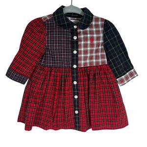 POLO RALPH LAUREN Baby Toddler Shirtdress 3M Months Mixed Plaid-Print Holiday